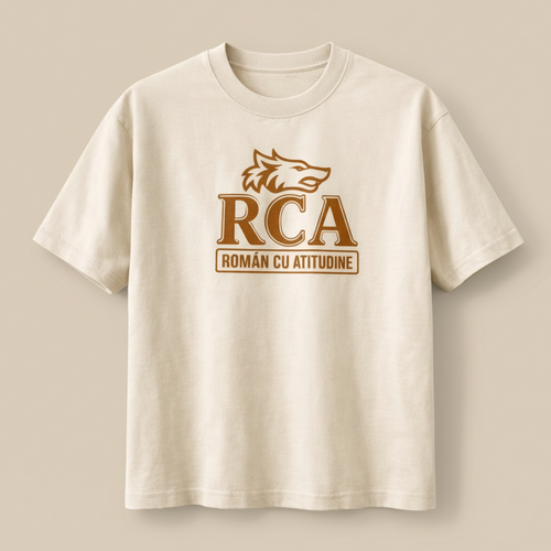 Tricou mastic din bumbac organic cu logo RCA · Român cu Atitudine